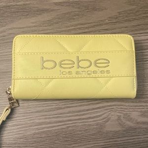 BEBE CLUTCH YELLOW WALLET/WRISTLET
